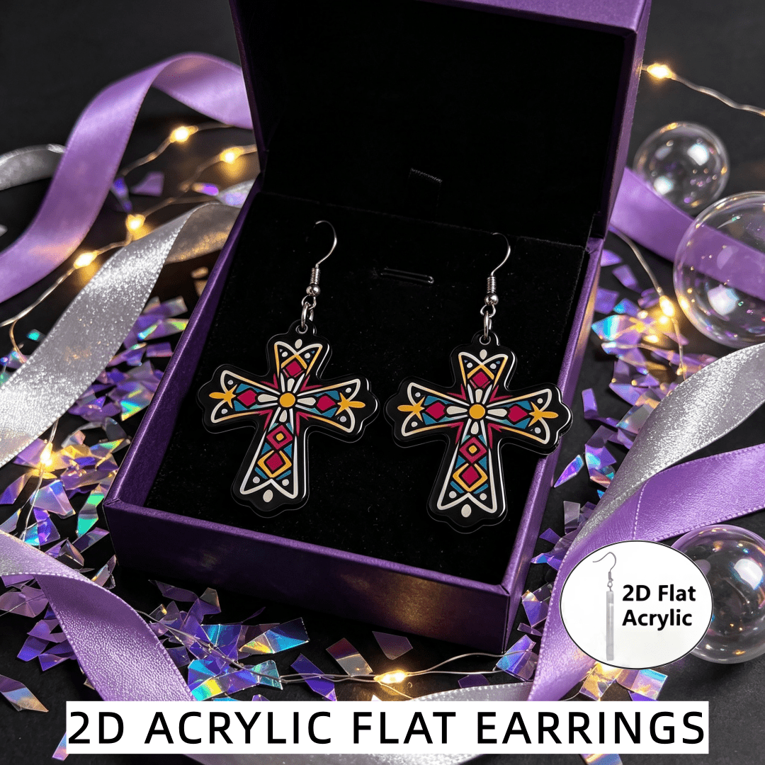 Women's Vintage Bohemian Geometric Cross Acrylic Drop Earrings